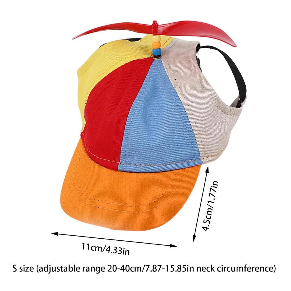 Dog Propeller Hat Pet Outdoor Sports Hats With Ear Holes Dog Hat Rainbow Helicopter Top Hat For Small Dogs Puppy Cats Supplies