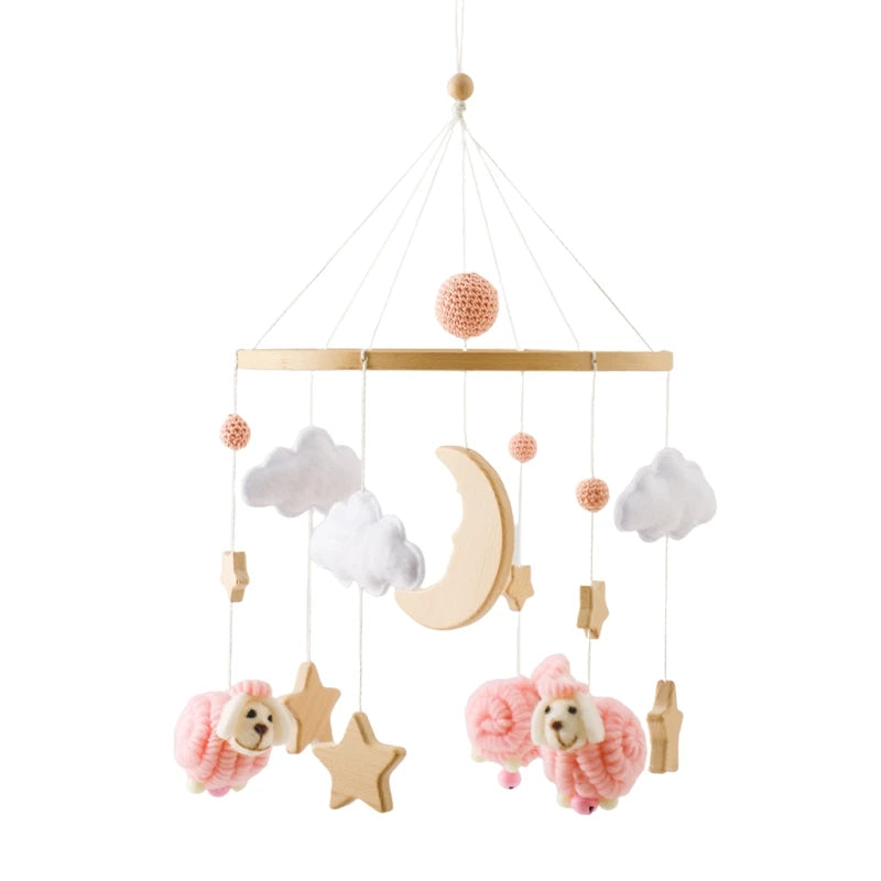 Cartoon Felt Forest Animal Bed Bell Hanging Wooden Bracket Mobile