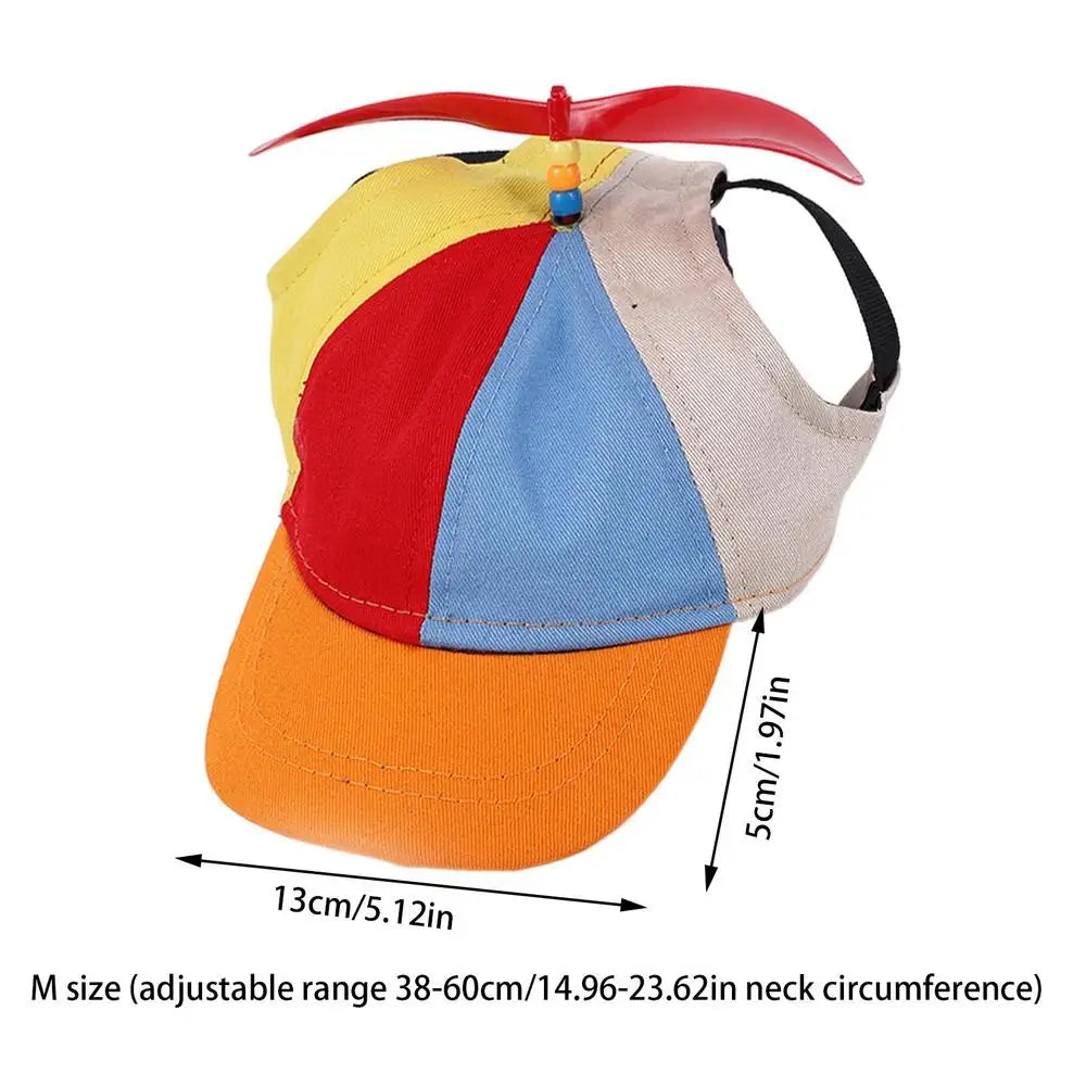 Dog Propeller Hat Pet Outdoor Sports Hats With Ear Holes Dog Hat Rainbow Helicopter Top Hat For Small Dogs Puppy Cats Supplies