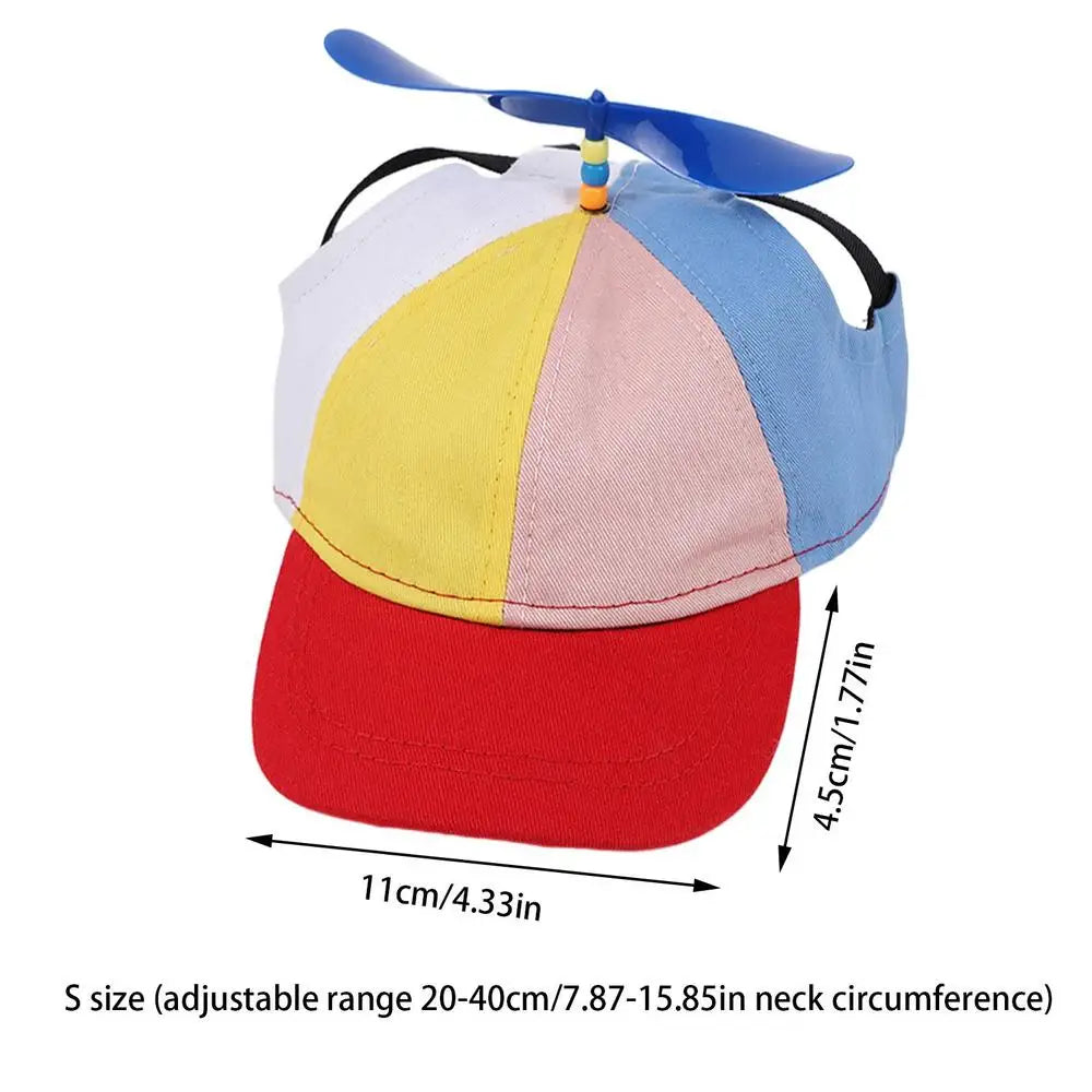 Dog Propeller Hat Pet Outdoor Sports Hats With Ear Holes Dog Hat Rainbow Helicopter Top Hat For Small Dogs Puppy Cats Supplies