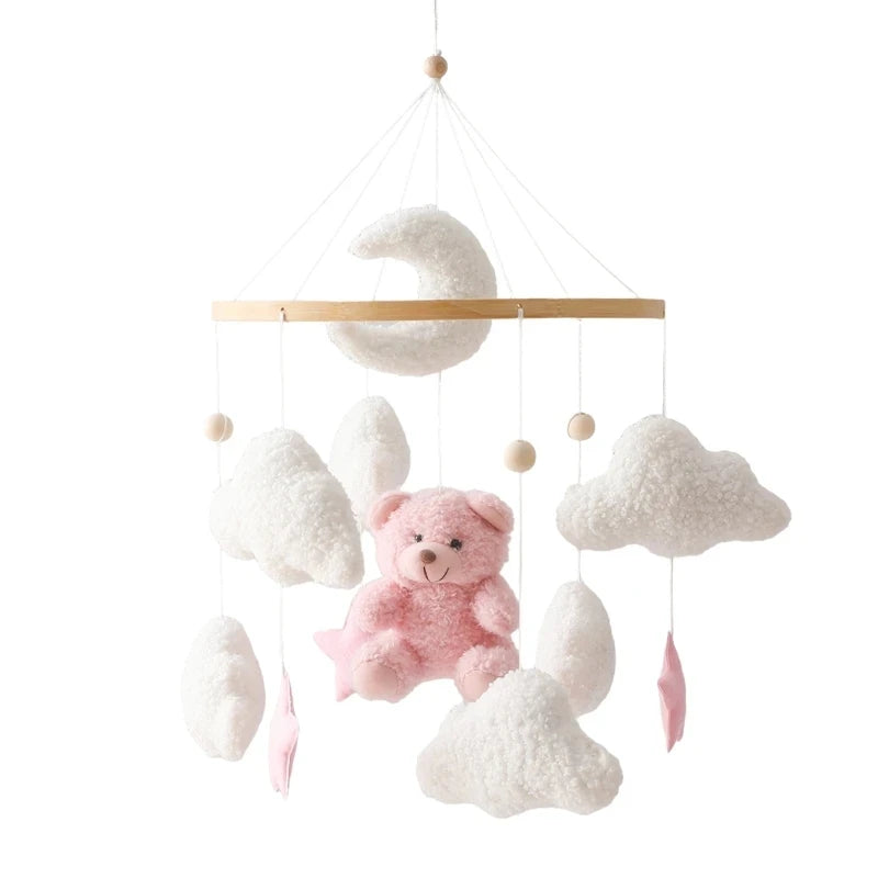 Cartoon Felt Forest Animal Bed Bell Hanging Wooden Bracket Mobile