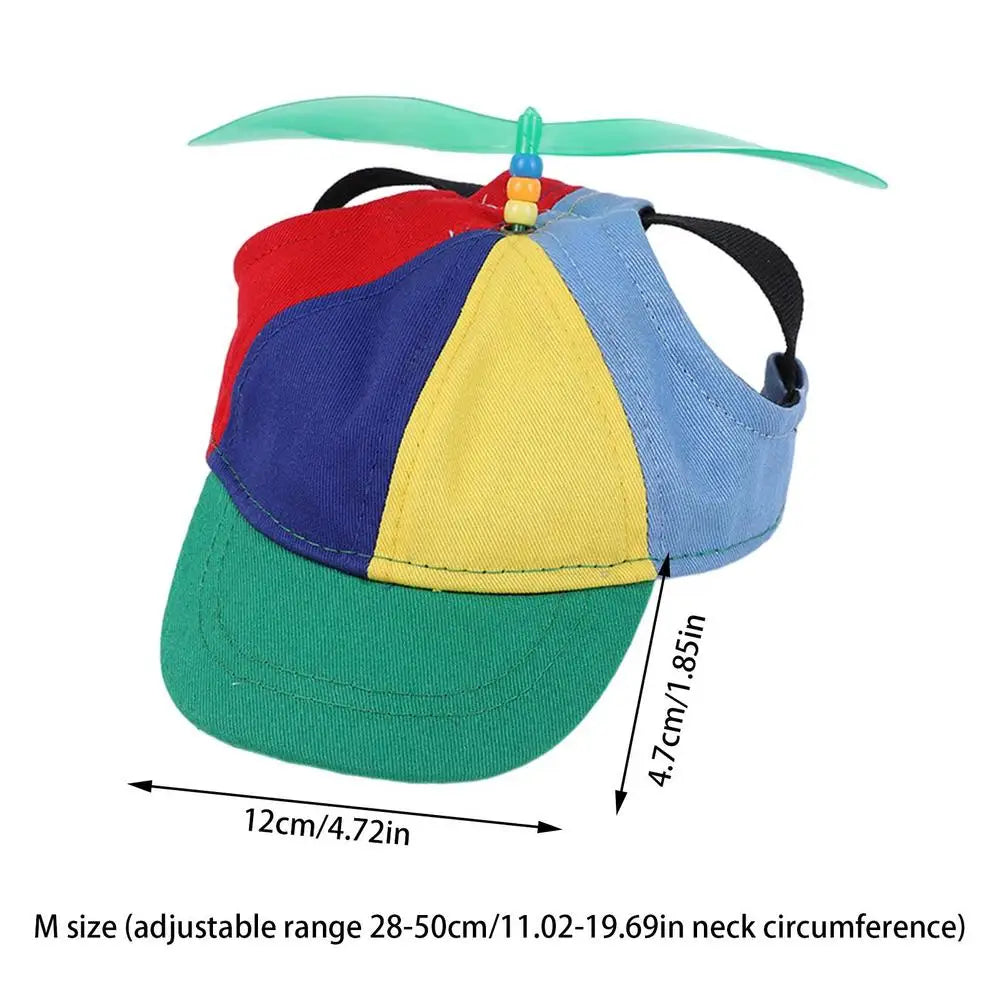 Dog Propeller Hat Pet Outdoor Sports Hats With Ear Holes Dog Hat Rainbow Helicopter Top Hat For Small Dogs Puppy Cats Supplies