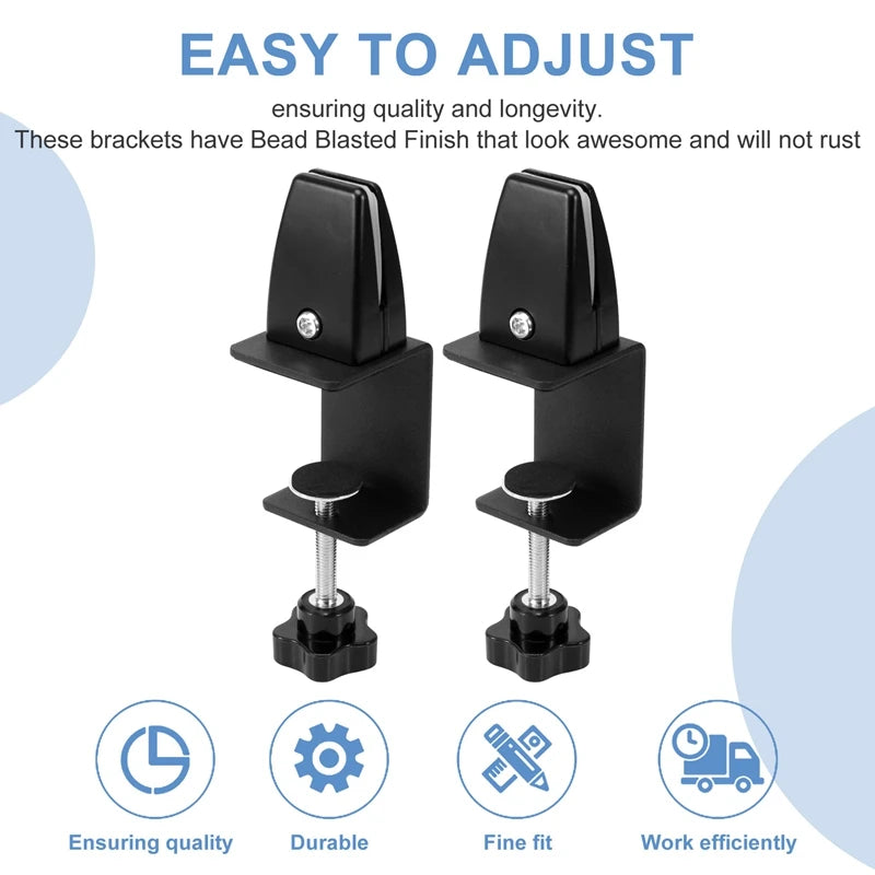 2 Pcs Office Desk Divider Clamp Privacy Screen Clip Holder Bracket Screen Baffle Clamp Partition For Table Clamp