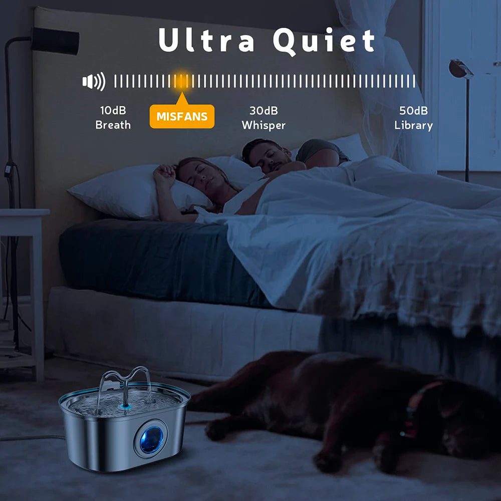 3.2L stainless steel pet water dispenser - a quiet filter pump powered by USB, smart drinking fountain for cats and dogs