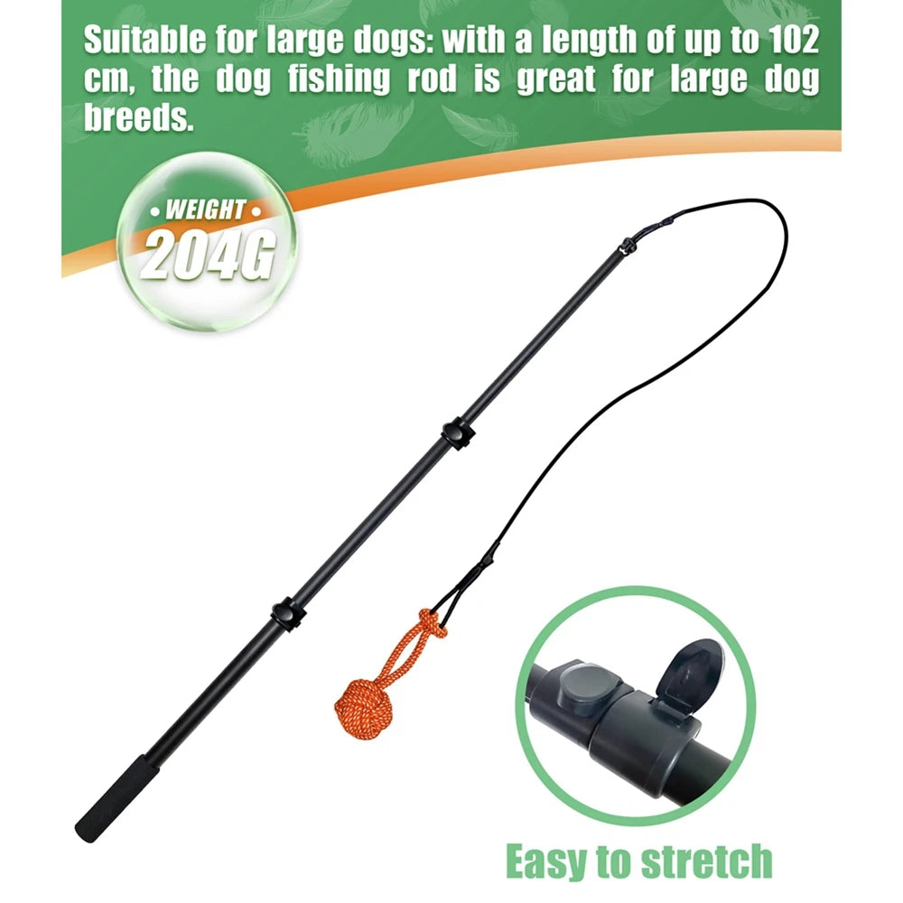 Extendable Flirt Pole Interactive Dog Toy Chase, Drag, Chew for Exercise Entertainment