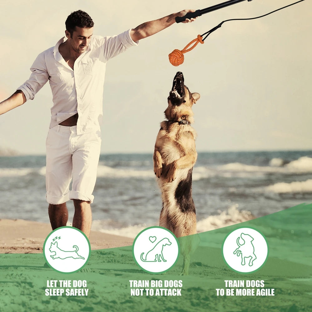 Extendable Flirt Pole Interactive Dog Toy Chase, Drag, Chew for Exercise Entertainment