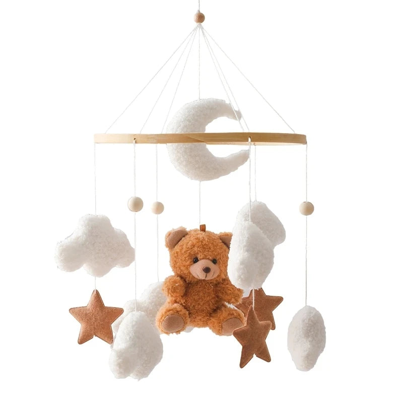 Cartoon Felt Forest Animal Bed Bell Hanging Wooden Bracket Mobile