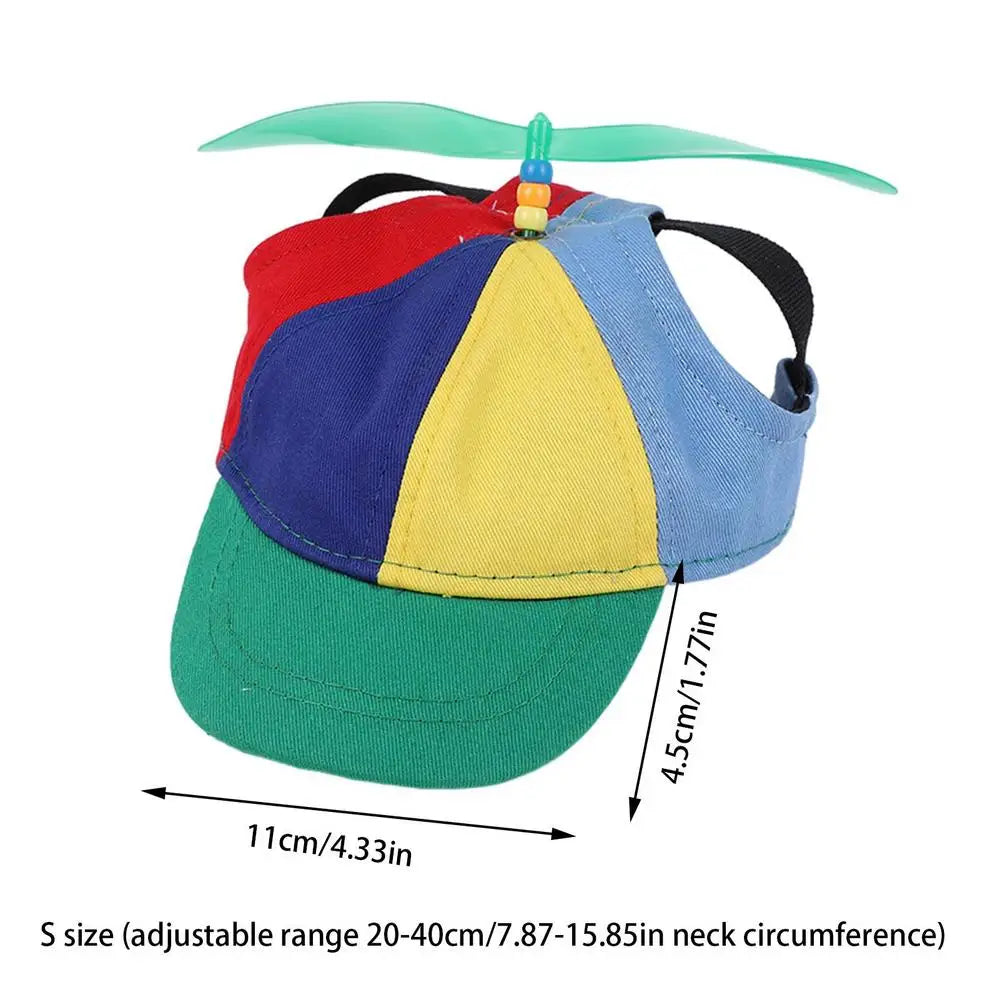 Dog Propeller Hat Pet Outdoor Sports Hats With Ear Holes Dog Hat Rainbow Helicopter Top Hat For Small Dogs Puppy Cats Supplies