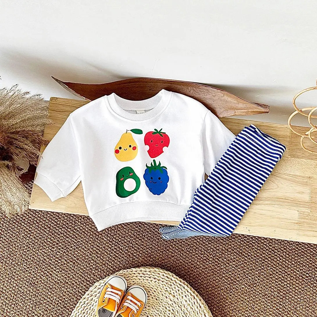 Spring Autumn Fruit Print Long Sleeve Sets